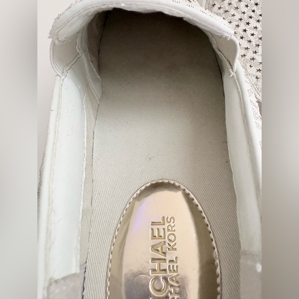 Michael Kors Women's Gold and White Slip-On Sneakers in size 8 - Picture 8 of 16